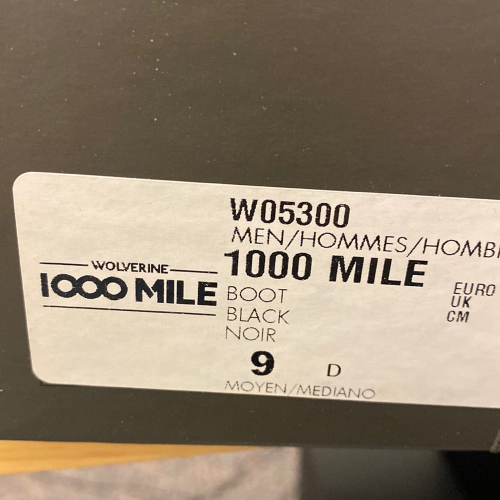 Black wolverine 1000 mile size 9 brand new in the box
